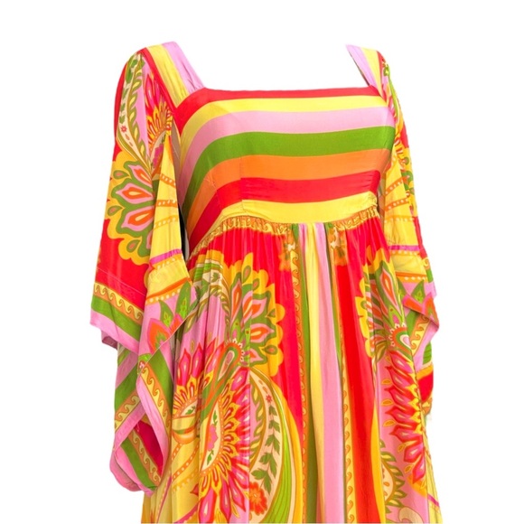FARM RIO NWOT Beach Toucans Midi Dress in Yellow Multi Size S - Picture 4 of 12